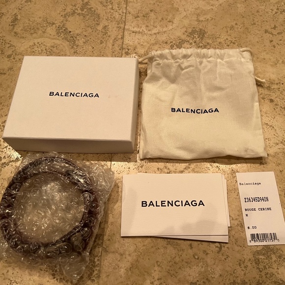 NWT Balenciaga Triple Tour Red Leather Wrap Bracelet with Silver Hardware - Picture 1 of 4